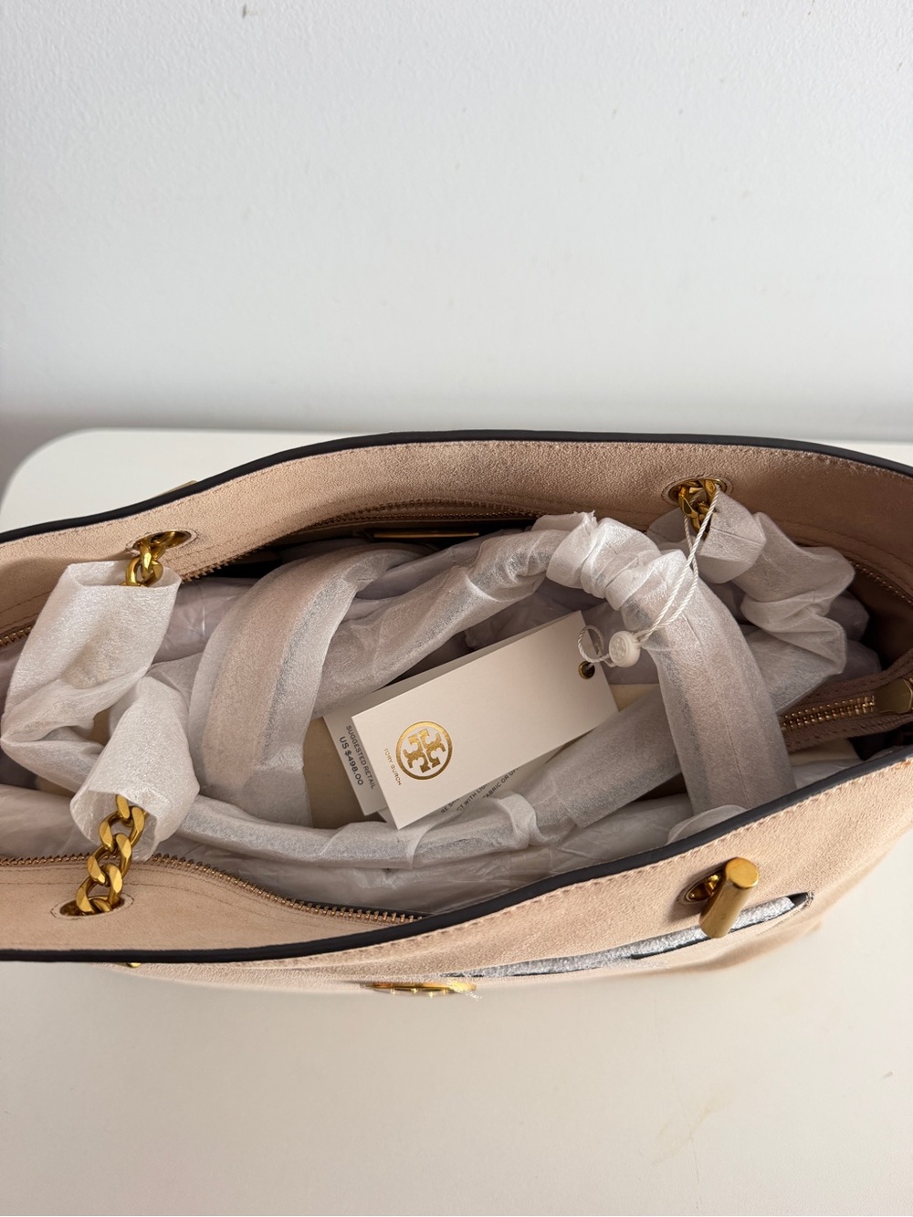 Tory Burch Suede Shoulder Bag with Gold Hardware - Picture 6 of 6